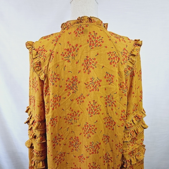 Ann Taylor Floral Ruffle Peasant Blouse size Medium - Picture 7 of 8